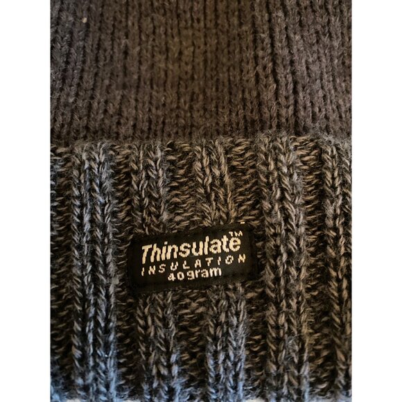 Thinsulate Gray Knit Stocking Ski Hat Cap One Size Fleece Lined - Picture 3 of 6